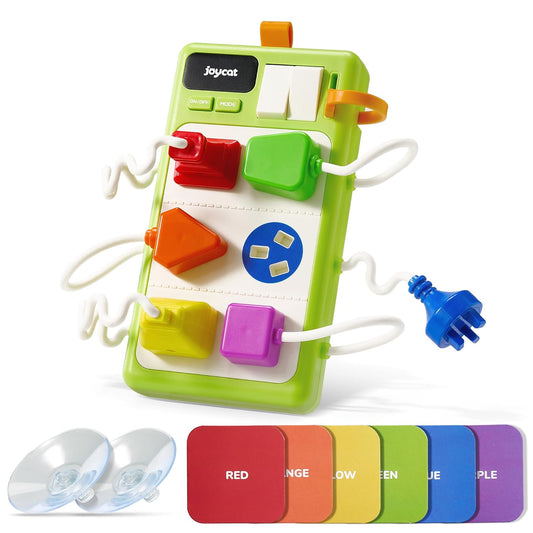 JoyCat Busy Board Plug Playset for Toddlers 1-3, Sensory Power Strip with Colors, Songs & Appliance Sounds, Fine Motor Learning Board with Cards & Suction Cups, Travel Activity for Car & Home