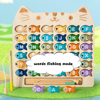 Magnetic Fishing Game for Toddlers, Wooden Alphabet Puzzle Maze Board, Preschool ABC Uppercase Lowercase Letter Matching Game, Montessori Educational Fine Motor Skill Toy for Boy Girl Kids