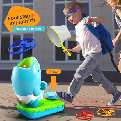 WATUDOU 12 PCS Flying Disc Launcher Outdoor Indoor Game Toys Gifts for 3 4 5 6 7 Year Old Boys Kids, Outdoor Outside Game Toys for Boys Girls Ages 3-5 4-8, Ideal 3 4 5 6 Year Old Birthday Gifts
