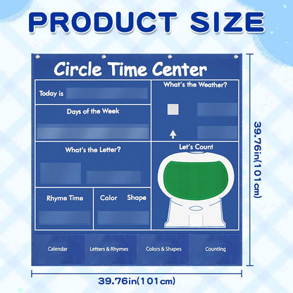 Educational Pocket Chart, 39.76 x 39.76 inches Circle Time Learning Center Pocket Chart Learning Center Classroom Pocket Chart Circle Time Learning Calendar Weather Counting Letter Color Shape