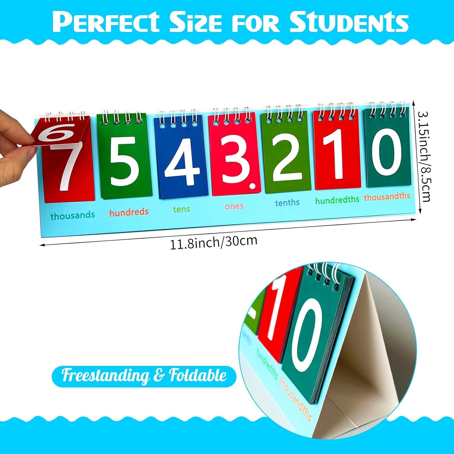 5 Pack Student Place Value Flip Chart Double-Sided with Whole Numbers and Decimals 1st 2nd 3rd Grade Math Learning Tool to Count by Ones, Tens, Hundreds, Thousands and Millions Classroom Must Haves