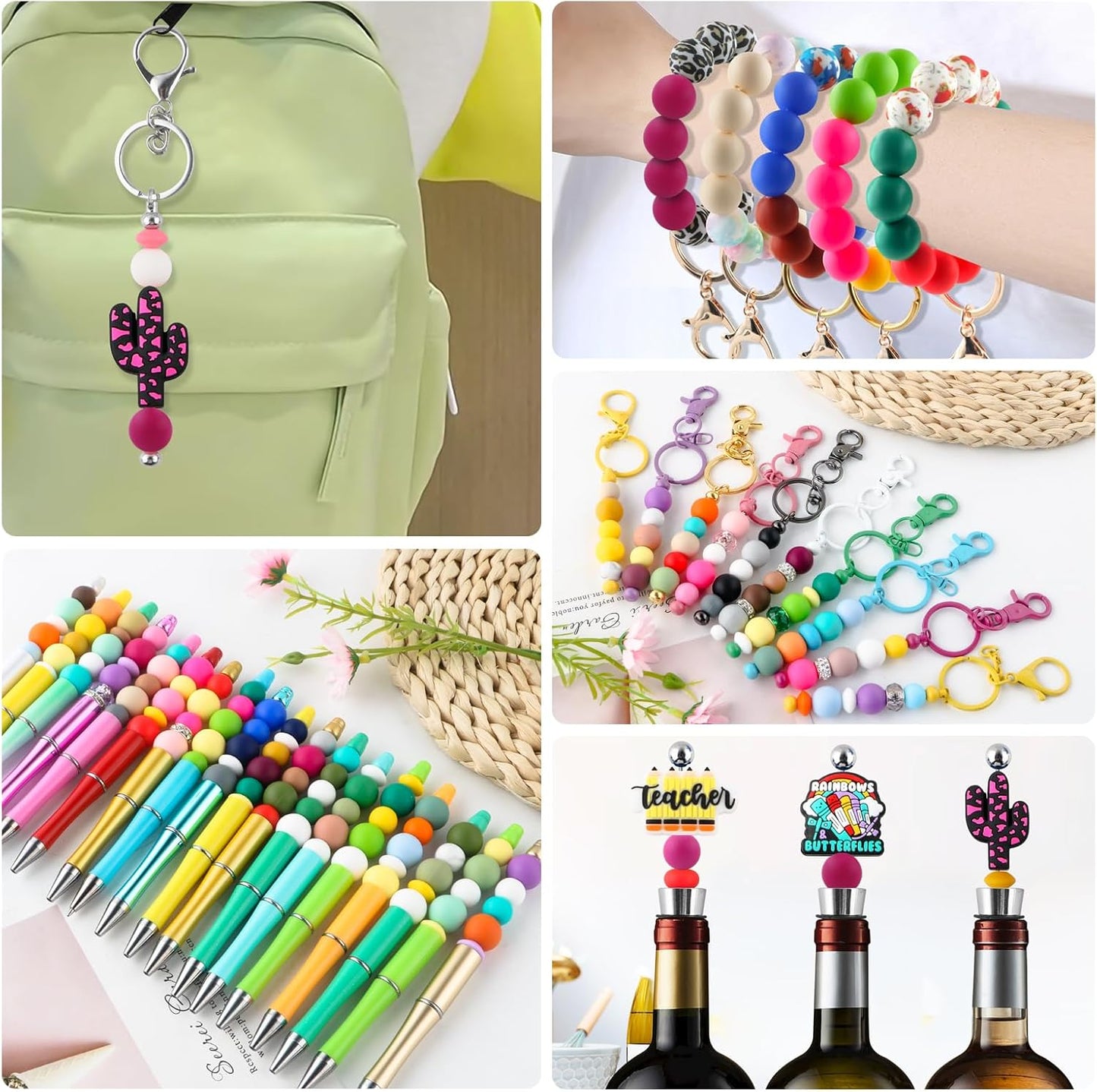 65Pcs 19mm Silicone Beads for Keychain Making Bracelet Necklace, Bulk Round Silicone Beads for Pens（Christmas Green） - Colors A