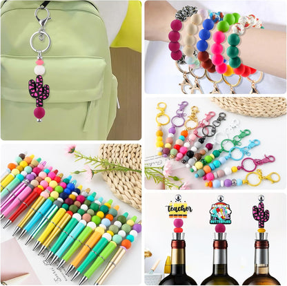 65Pcs 19mm Silicone Beads for Keychain Making Bracelet Necklace, Bulk Round Silicone Beads for Pens（Christmas Green） - Colors A