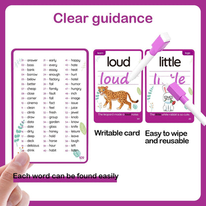 WJPC 55 Cards, 106PCS High Frequency First-Grade Sight Words Flash Cards, 1st Grade Phonics Learning Cards for 5,6,7,8 Years Ages Kids Boys, Girls Learn to Read, Write, Association, Sentence Making