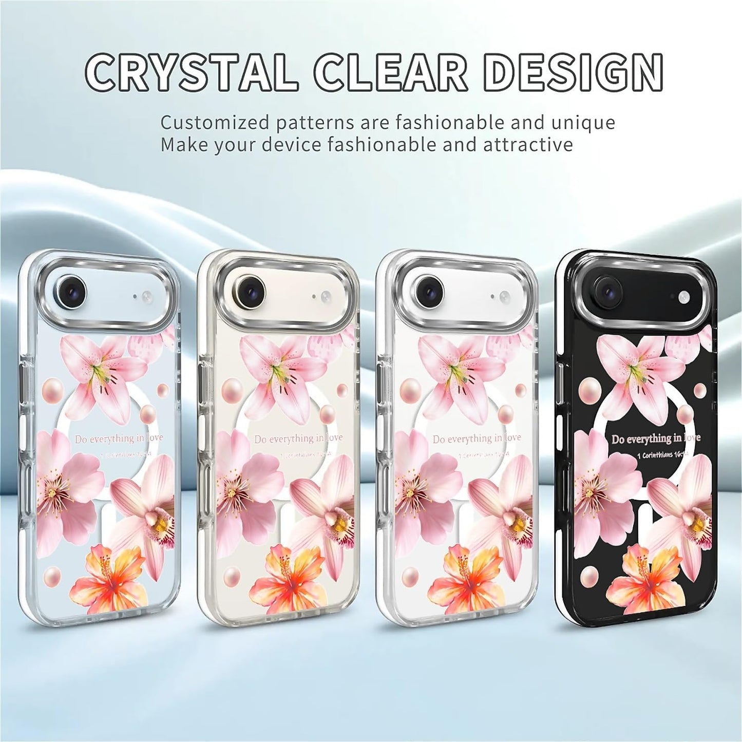 for iPhone 17 Pro Max Case [Compatible with Magsafe],Girls Women Clear Magnetic Case Silicone Shockproof Protective Cover with Pattern Colorful Motivational Letters