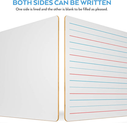 Nicpro Dry Erase Board with Lines 12 x 16 in, 2 Pack Kid Double Sided Lined White Board Dry Erase with 8 Pens, 2 Eraser, Small Learning Whiteboards for Kids, Students, Homeschool Essentials Supplies
