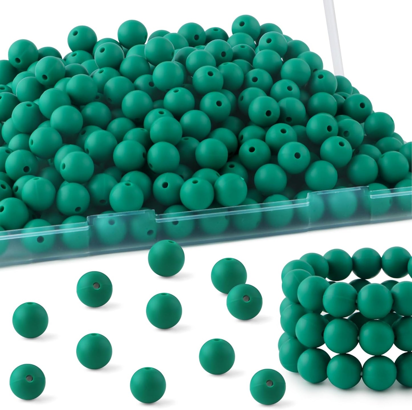 65Pcs 19mm Silicone Beads for Keychain Making Bracelet Necklace, Bulk Round Silicone Beads for Pens（Christmas Green） - Colors B