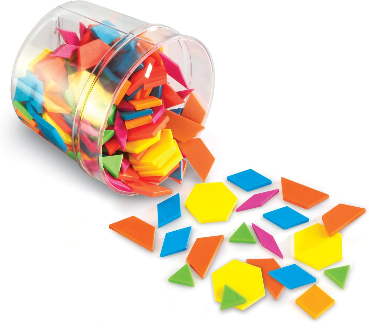 Learning Resources Brights Plastic Pattern Blocks, Geometry for Kids, Develops Shape and Color Recognition Skills, 250 Pieces, Ages 3 and Up