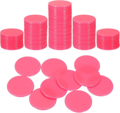 uxcell 120Pcs 1 Inch Poker Chips, Plastic Bingo Chips Learning Counters Counting Counters Disks Markers Opaque Game Tokens for Game Play Math Counting, Pink, Flat