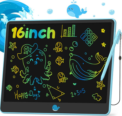 Hockvill LCD Writing Tablet for Kids 16 Inch, Toys for Girls Boys Drawing Pad for 3 4 5 6 7 Year Old Kids Toys, Christmas Birthday Gift for Kids, Toddler Doodle Board Travel Essentials - Pink