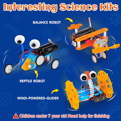 STEM Robotics Kit 6 Set Science Experiments Project Activities Toys for Kids 4-8 8-12 Engineering Building Electronic Motor Robot Kid Craft Boy Girl 5 6 7 8 9 10 12 Year Old Outdoor Toy