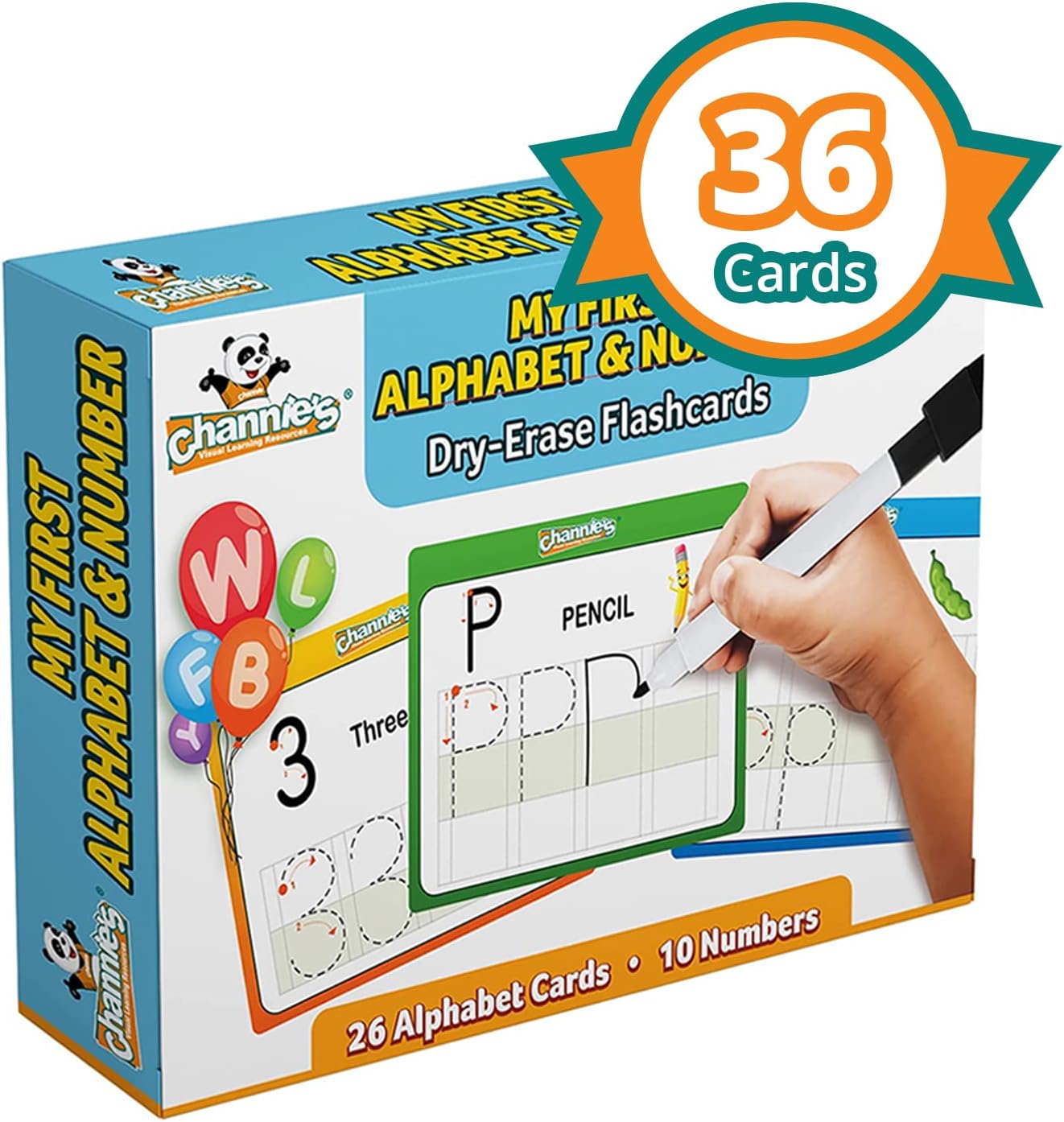 Dry Erase Number & Alphabet Flashcards for Kids Ages 3-5, 10 Numbers & 26 Visual ABC Flash Cards, Homeschool Learning Supplies, Summer School & After School Teaching Supplies for Handwriting Practice