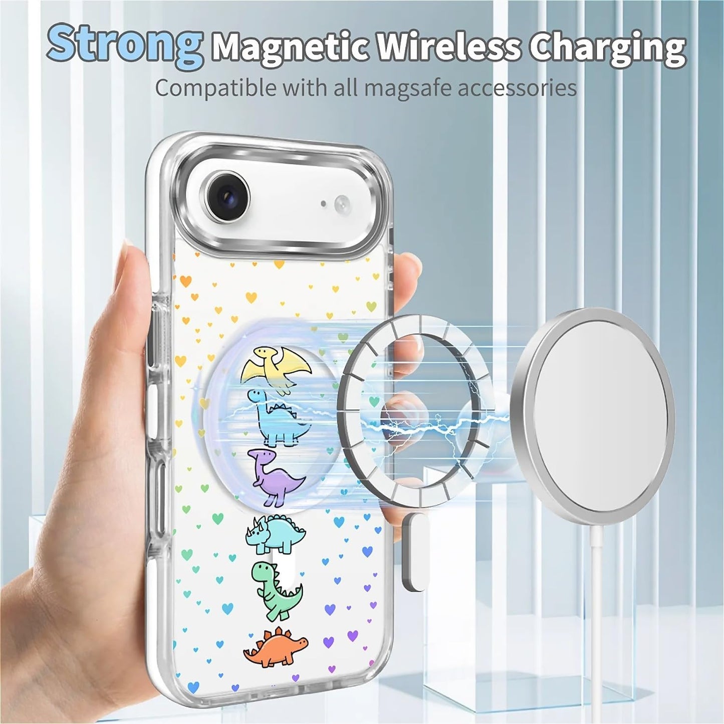 for iPhone 17 Pro Max Case [Compatible with Magsafe],Girls Women Clear Magnetic Case Silicone Shockproof Protective Cover with Pattern Colorful Motivational Letters