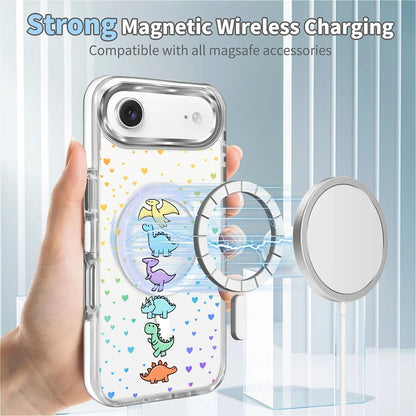 for iPhone 17 Pro Max Case [Compatible with Magsafe],Girls Women Clear Magnetic Case Silicone Shockproof Protective Cover with Pattern Colorful Motivational Letters