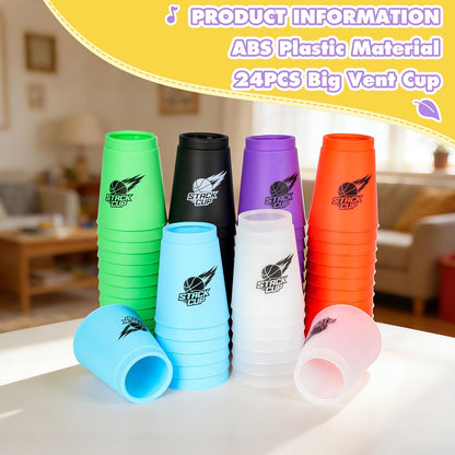 SEISSO Quick Stacking Cups, Stacking Cup Set Classic Stack Training Game Toys,12PCS Purple Stacking Cup Set for Boys Girls Kids