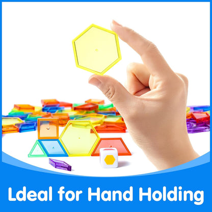 60 Pieces 3D Shapes for Teaching - 140 Pcs Translucent Pattern Blocks - Geometric Solids for Kids,Light Table Manipulatives,Translucent Toy for Light Table