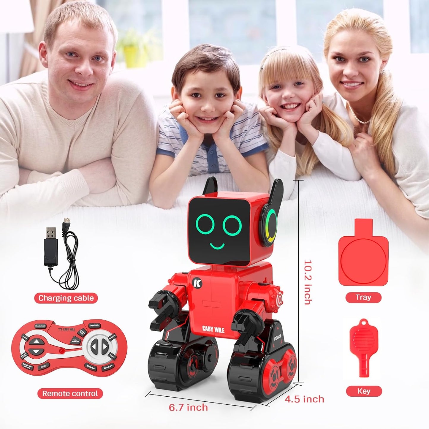 okk Robot Toys for Kids, Programmable Remote Control Robot, Interactive Toys with Coin Bank, LED and Tray, Walking Talking Singing Dancing Gift for Boys Girl（White）