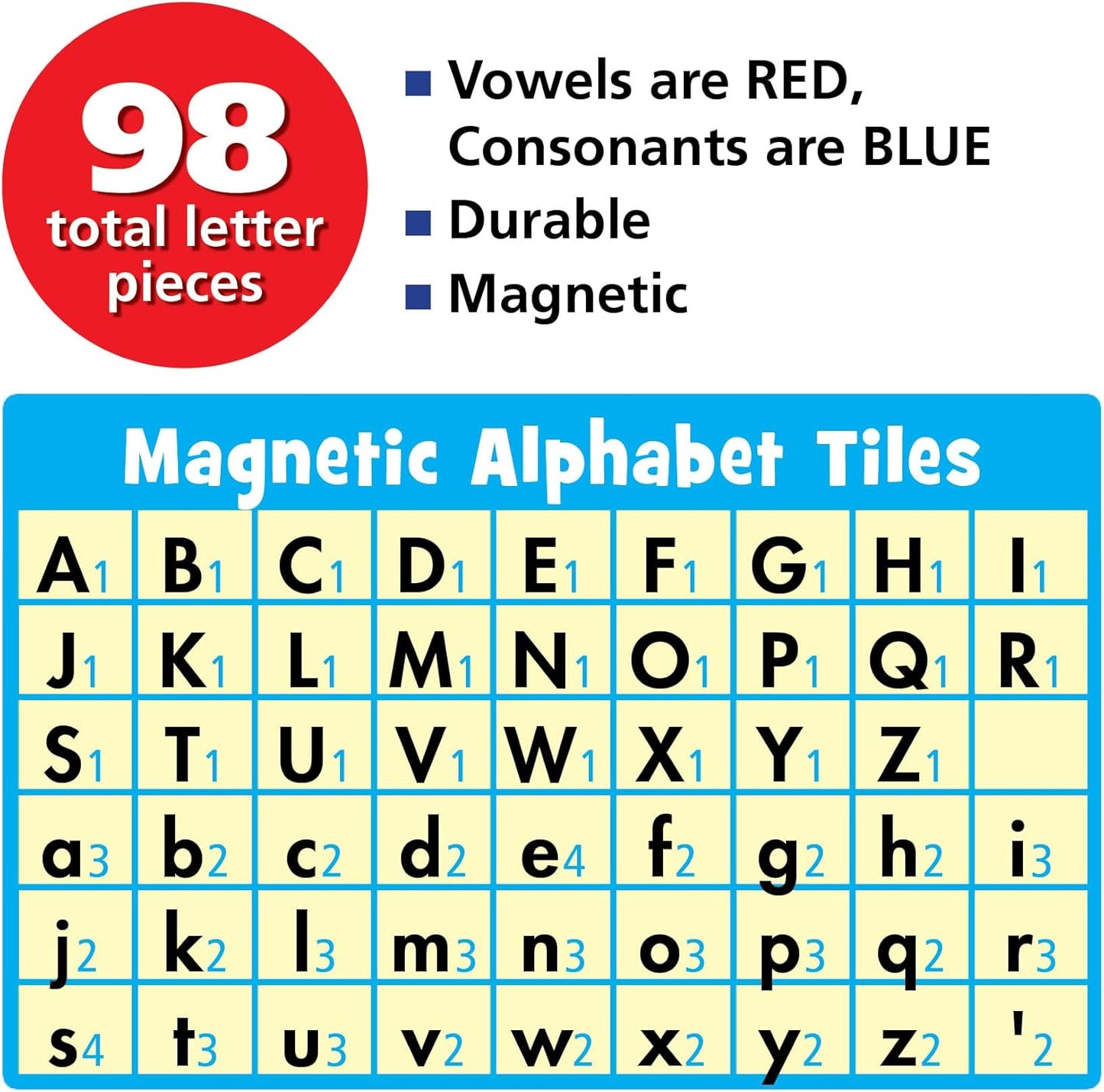 Teacher Primary Concepts AA1421 Magnetic Alphabet Tiles for Grades K-3