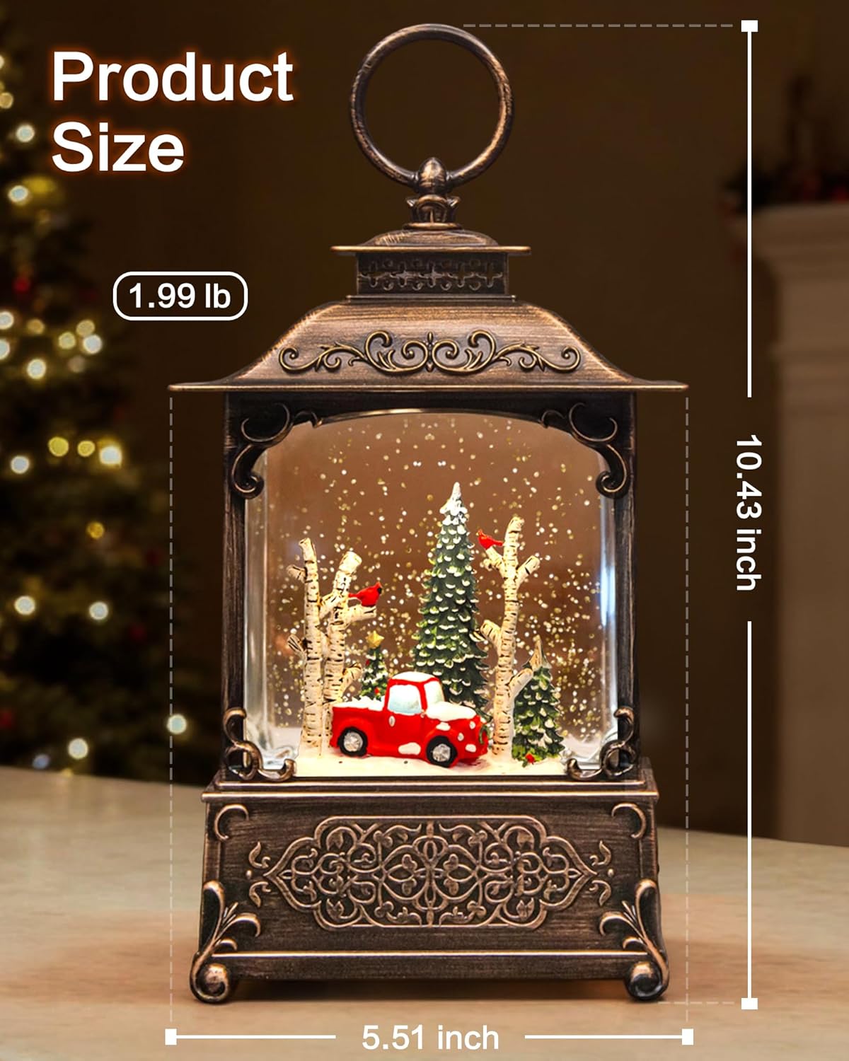 Extra Large Christmas Snow Globes Christmas Lantern, 12.99" Musical Snow Globe with 8 Songs, Santa Snowglobe for Kids Adults, 6H Timer Dual Power, Lighted Christmas Decorations Indoor Gifts
