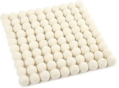 Glaciart One Wool Felt Balls, Felt Ball (240 Pieces) 2.5 Centimeters - 1 Inch, Handmade Felted Pure White Color - Bulk Small Puff for Felting and Garland