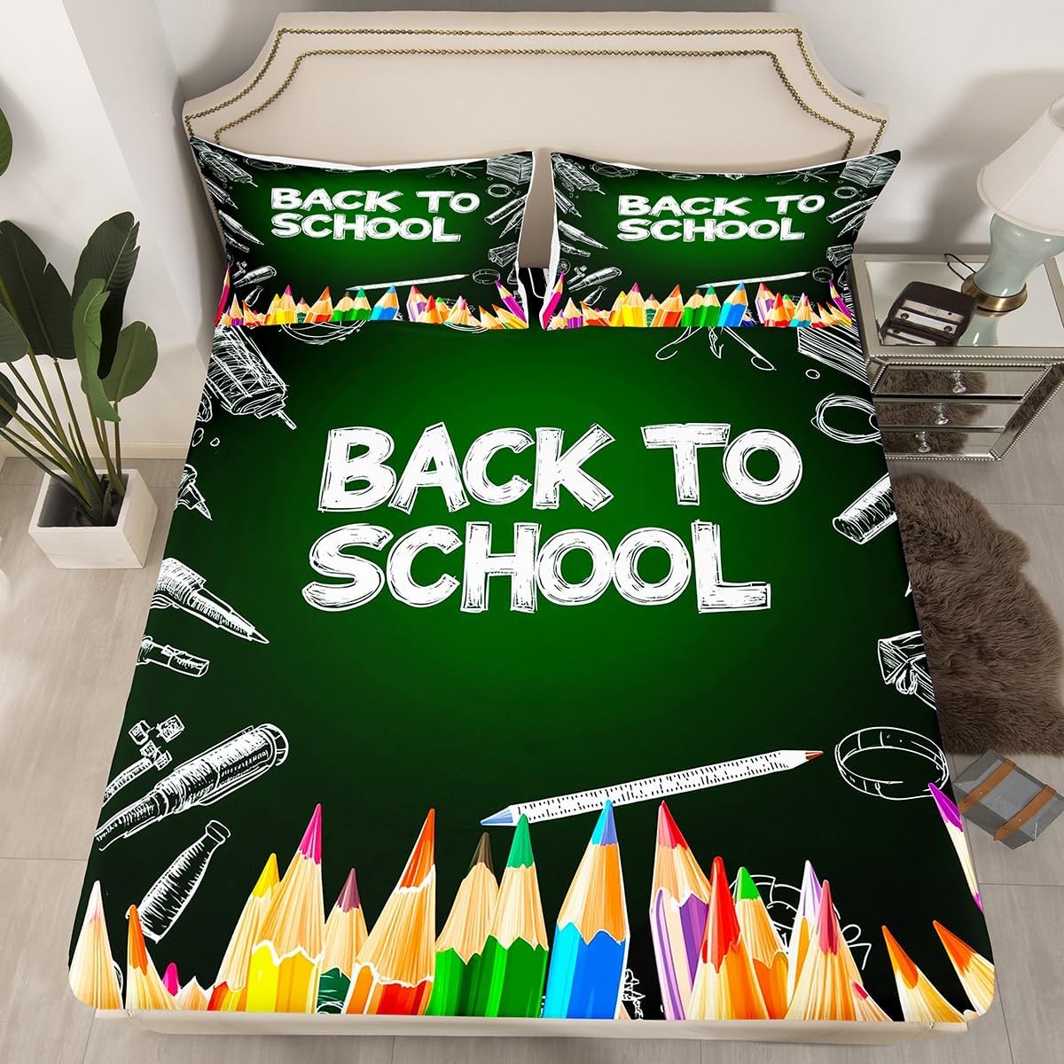 Chemistry Bed Sheets for Kids Teens Girls Boys,Chemical Experiment Fitted Sheet Twin,Science Themed Sheets for Math Lovers,Chemistry Lab Bedding Set,White and Black