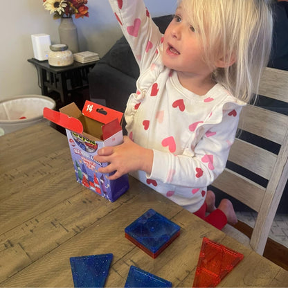 CreateOn Crayola Magnetic Tiles, Building Set for Kids, Magnetic Toys for Kids, Travel Toys, Classroom Sensory Toy Blocks, STEM & Montessori Tools for Boys & Girls Ages 3+, 14-Piece Set (Glitter)