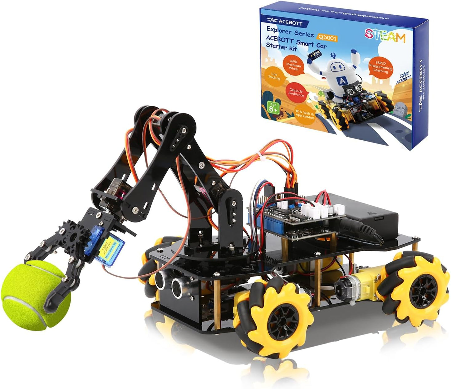 ACEBOTT Smart Robot Tank Car Kit with ESP32 for Arduino Robotics for Kids Ages 8-12 12-16 STEM Science Kits Coding Gifts for 8-16 Year Old Boys Girls Teens Cool Engineering Building Toys Unique Gifts