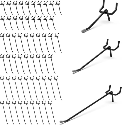 HUHOLE 50-Pack Pink Pegboard Hooks 2 Inch, Decorative Metal Peg Board Hangers with Rubber Safety Tips, Fits 1/8" & 1/4" Boards, Heavy Duty Organizer for Craft Room, Nursery, Garage & Retail Display