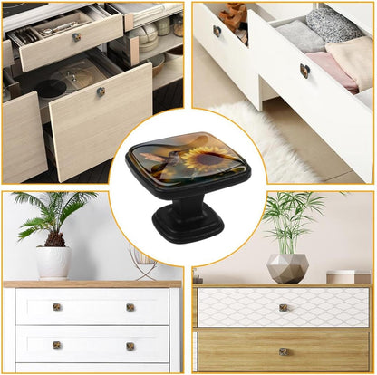 4 Pack Cabinet Knobs Drawer Pulls, 30mm Round ABS Glass Drawer Hardware Growing Butterfly Cabinet Handles with Screws for Dressers Kitchens Cupboard