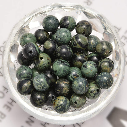 NCB 100pcs Original Natural Stone Beads Gemstone Round Loose Beads 6mm 8mm 10mm (Blue Aventurine, 6mm 100Beads) - Colors A