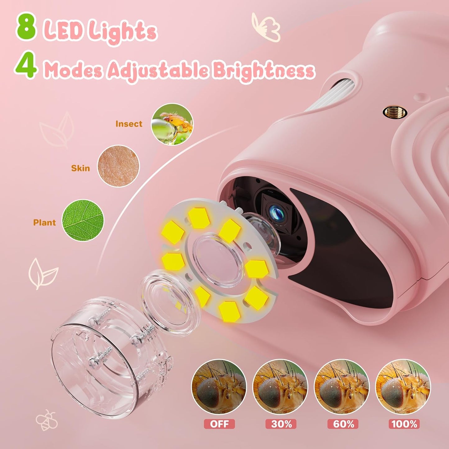 1000X Handheld Digital Microscope for Kids: Pocket Microscope with 2.0" IPS Screen - STEM Toys Birthday Gifts for Girls Boys Child - Portable Edu Science Kits Toddler Age 3-6 6-12