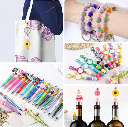 65Pcs 19mm Silicone Beads for Keychain Making Bracelet Necklace, Bulk Round Silicone Beads for Pens（Christmas Green） - Colors A