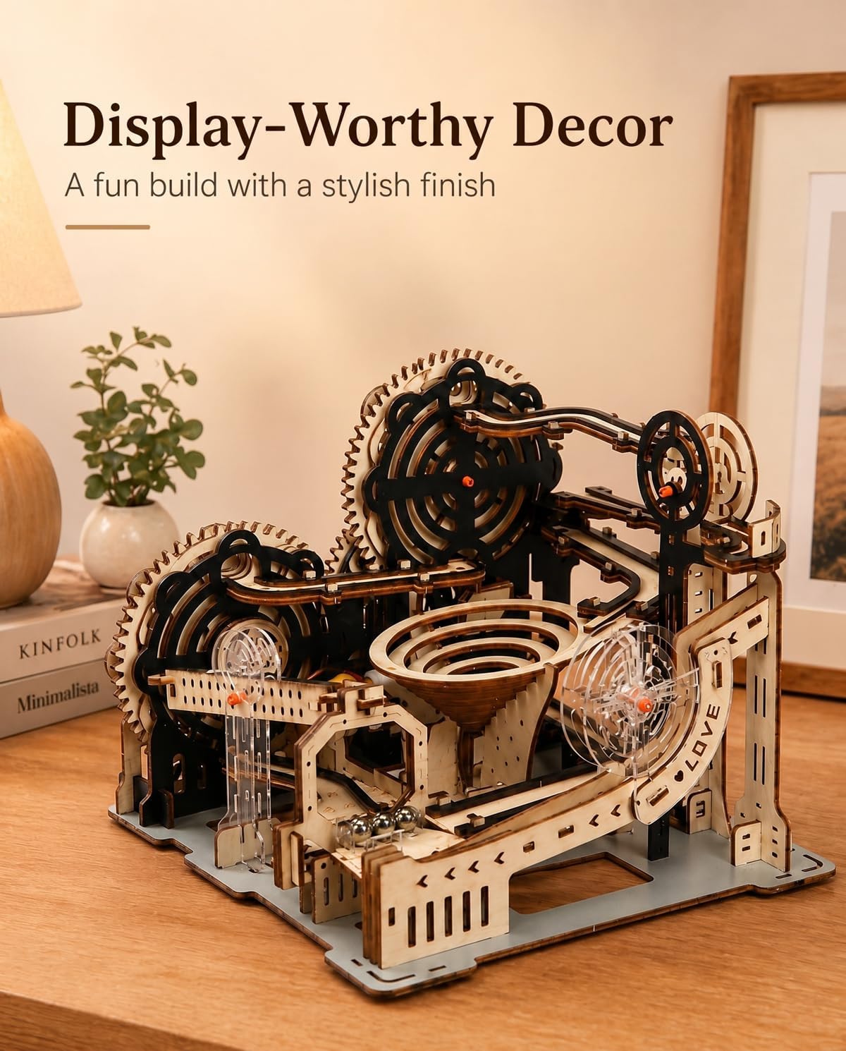 3D Wooden Puzzles Marble Run Chain Kit, Wood Creative Mechanical Puzzles Assembly Model Building Kits to Build for Adults & Kids, DIY Wooden Puzzle Hobbies Toys for Adults &Teens Gifts