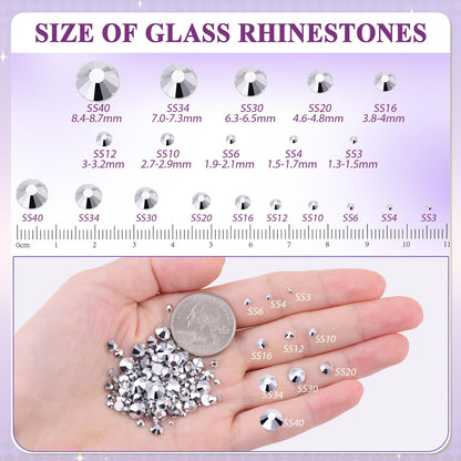 5000PCS SS6/2mm Glass Crystal Rhinestones (Clear), Bedazzling Flatback Rhinestones for Crafting DIY Crafts Nail Art Makeup Decoration, Gems Diamond Charms for Tumbler Shoes Clothing Mug