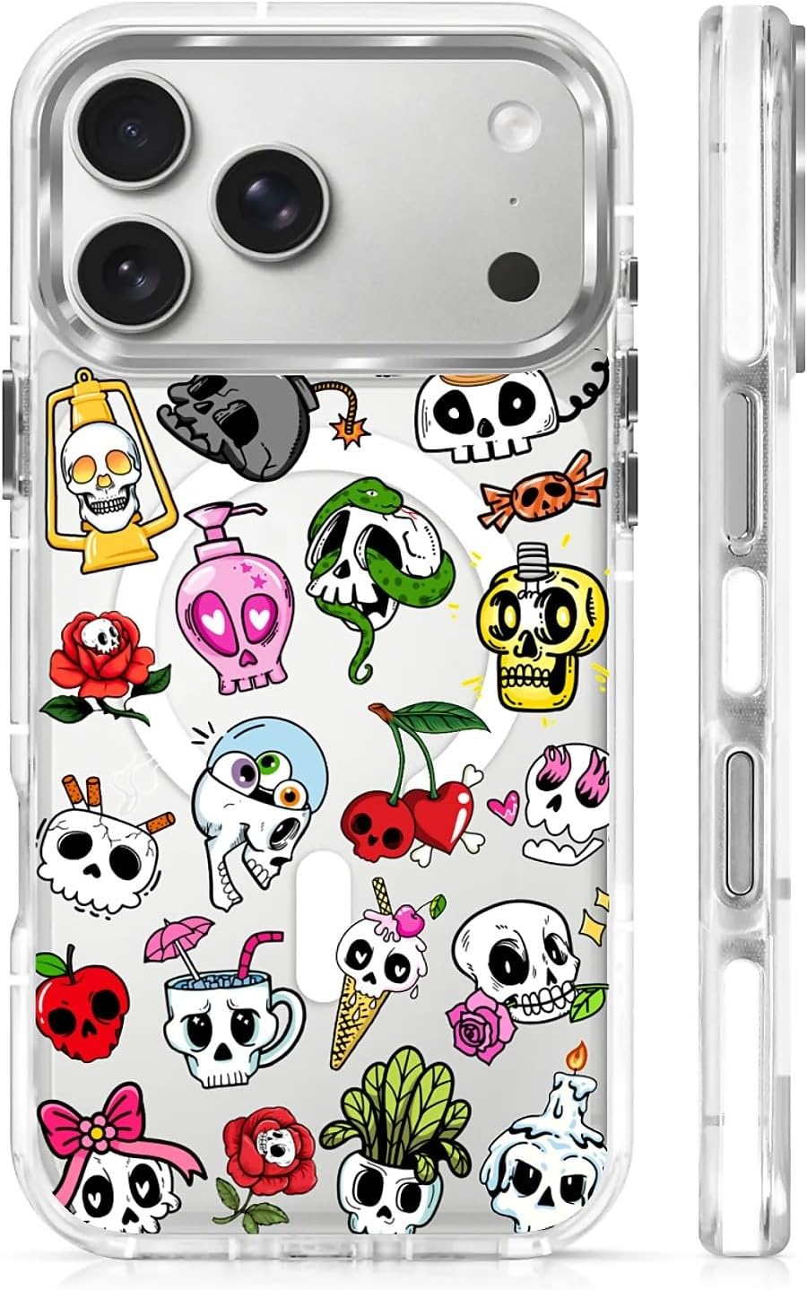for iPhone 17 Pro Max Case [Compatible with Magsafe],Girls Women Clear Magnetic Case Silicone Shockproof Protective Cover with Pattern Colorful Motivational Letters