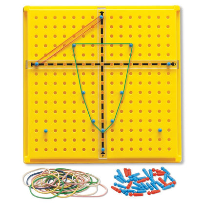 hand2mind XY Coordinate Pegboard (Moveable X-Y Axis), Geoboards with Rubber Bands, Geometry Board, Middle School Math Manipulatives, Rubber Band Peg Board, Geometric Shapes for Classroom