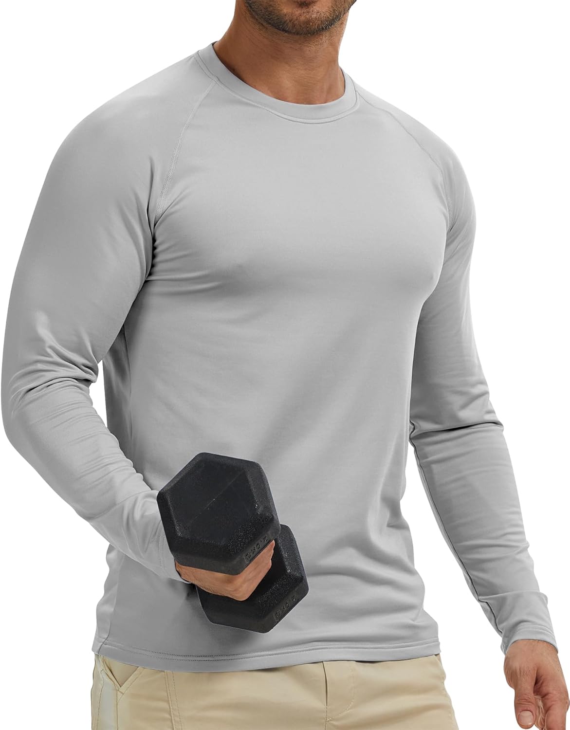 Men's Thermal Shirts Long Sleeve Fleece Lined Crew Neck Base Layer Athletic Workout Tops