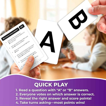 QUOKKA Board Games for Kids 8-12 and Family - Set of 4 Who Knows It Better? - 2000+ Questions Across Biology, Culture, STEM and Math - Educational Trivia Cards for Learning and Game Night