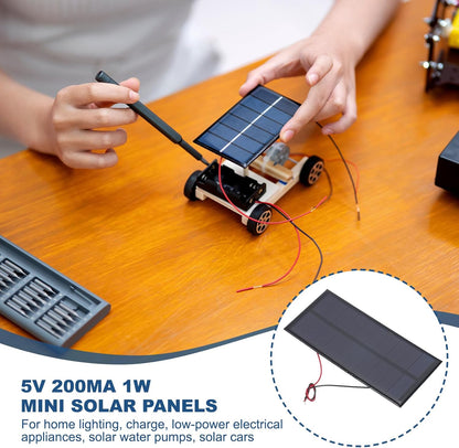MECCANIXITY 2 Pcs 5.5V 0.44W 70mA Mini Solar Panels, Small Polycrystalline Solar Cell Panel with 2 Cable for DIY Electric Toy Materials Kits Charger, 60mm x 60mm