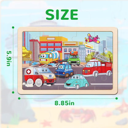 Wooden Puzzles Toys for Kids Ages 3-5, Set of 4 Packs with 20-Piece Farm, Animals Theme Wood Jigsaw Puzzles, Preschool Educational Brain Teaser Toys for Boys and Girls 3-6 Years Old.