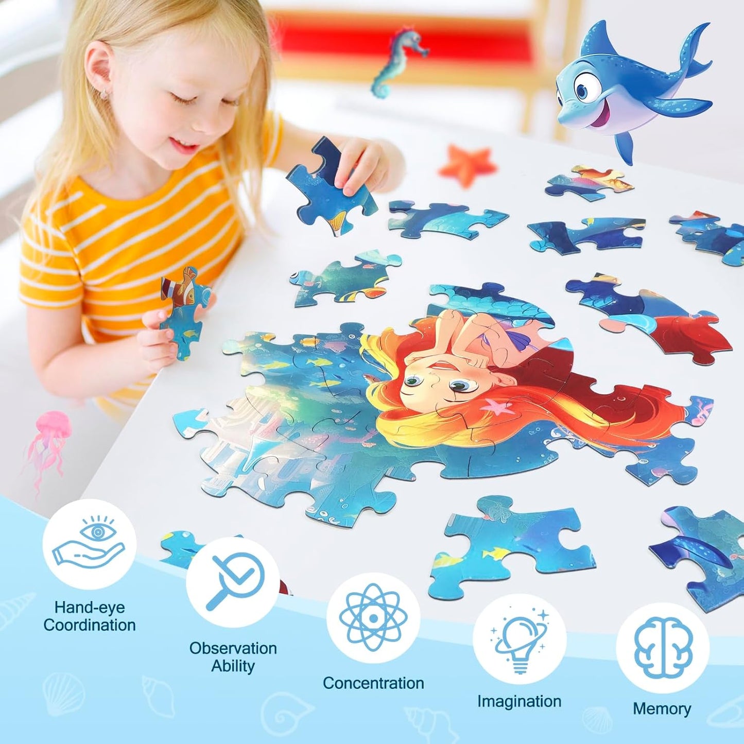 DIGOBAY United States Puzzle 70 Pieces USA Map Floor Jigsaw Puzzles for Kids Ages 4-10, Jumbo Round US Geography Puzzle 50 States with Capitals Educational Learning Toys for Boy or Girl