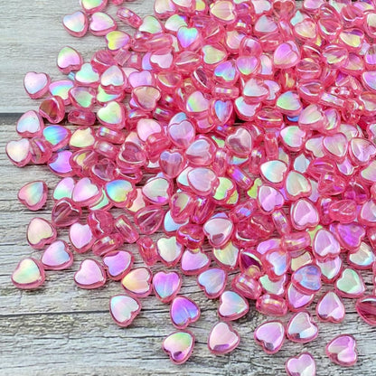 400 PCS Acrylic Heart Shape Beads AB Colors Heart Pony Spacer Beads for Jewelry Making DIY Bracelet Earring Necklace Key Chains(Deep Pink)
