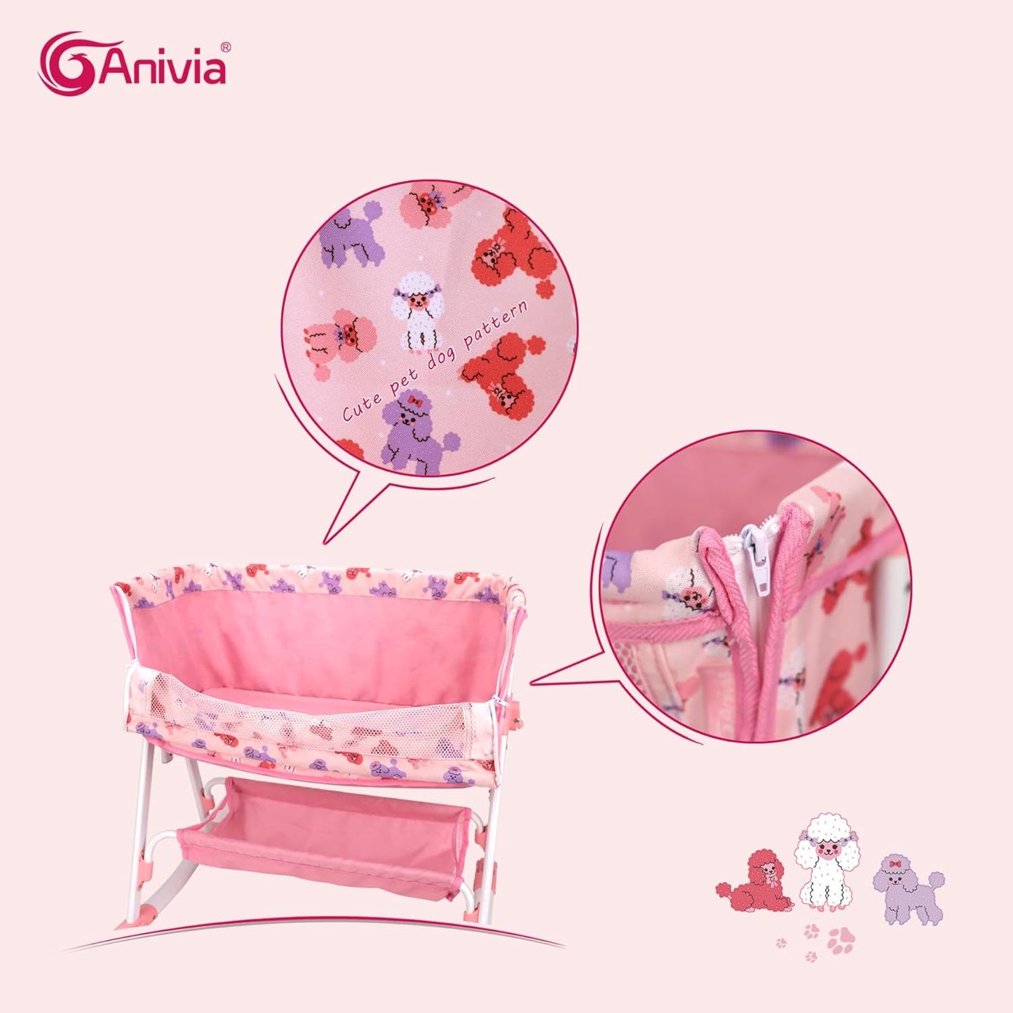 Anivia Stroller Toy Collection Doll Stroller Baby Doll Accessories for Toddlers 1-3Heart Design Gifts for Toddlers and Girls Toy Stroller