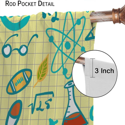 Science Physics Window Curtains, Abstract Math Chemistry Curtain Scientist Graffiti Print Window Treatments for Kids Teens Bedroom Living Room Kitchen Set 2 Panels,42x63 Inches