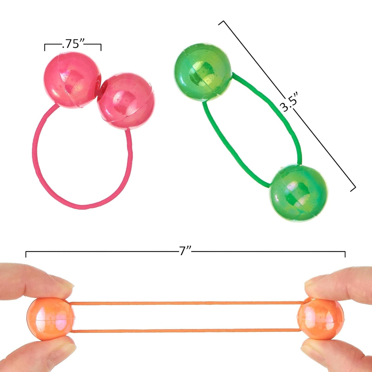 20pc Ponytailers Balls Elastics 18mm Round Opaque Multicolored Twin Beads Bauble Holders Toddler Kids Braiding Styling