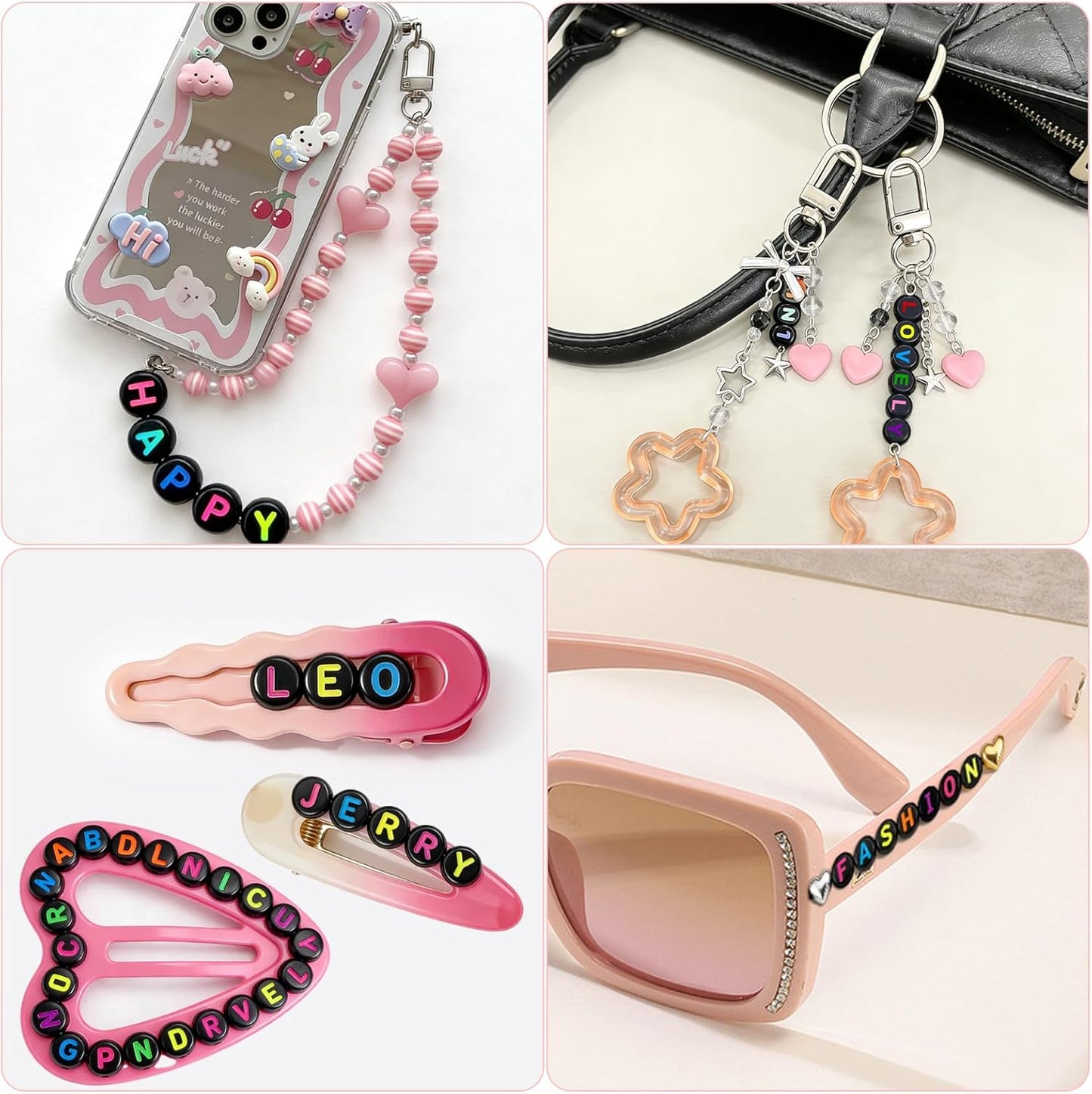 SUTOUG 1000PCS Colourful Letter Beads for Threading, 4 x 7 MM Acrylic Round Alphabet Beads for Jewellery DIY Making Crafts Bracelets Necklaces Ornaments
