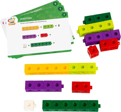 Kids First Math: 100 Linking Cubes Mathematics Kit w/Activity Cards | Develop Skills in Counting, Sorting, Sequencing, Graphing, Measuring | Visual Hands-on | at-Home | Classroom Learning Ages 3+