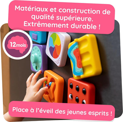 Fat Brain Toys PlayTab Essentials, Modular Sensory Activity Board, Busy Board for Toddlers and Babies Ages 12 Months+