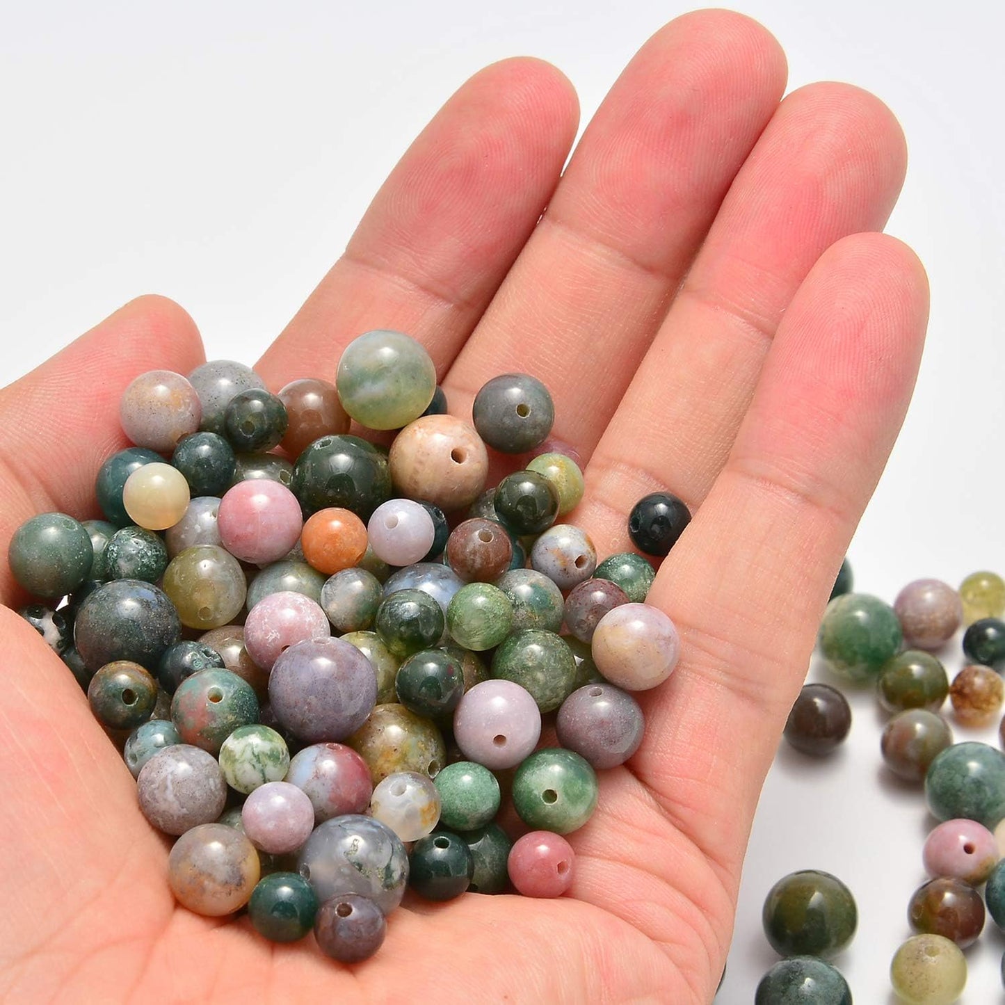 NCB 100pcs Original Natural Stone Beads Gemstone Round Loose Beads 6mm 8mm 10mm (Blue Aventurine, 6mm 100Beads) - Colors B