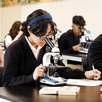 AmScope M150C / M150C-I 40X-1000X All-Metal Optical Glass Lenses Cordless LED Student Biological Compound Microscope